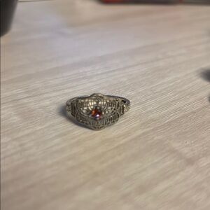 Silver Ring with Red Gemstone